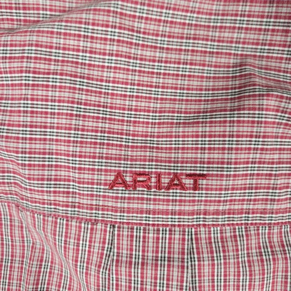 Ariat Pro Series Mens Large Red White Micro Check Long Sleeve Button Down Shirt
